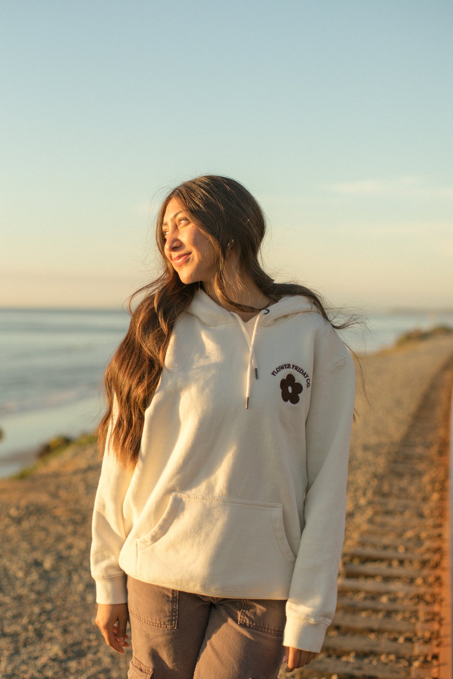 The Wildflower Fleece Hoodie in Cream